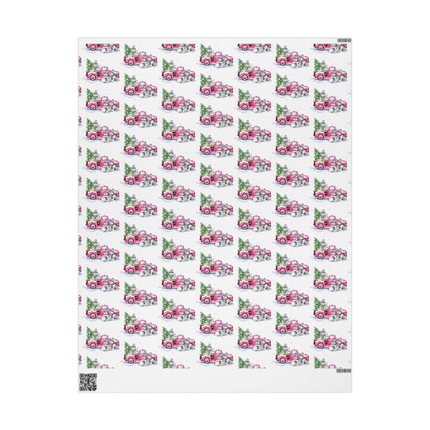 Pink Truck with Snowmen Pattern - Wrapping Paper