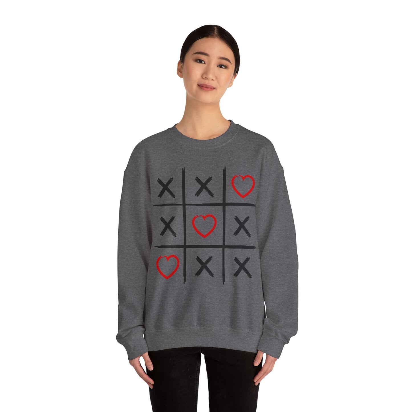 Valentines Tic-Tac-Toe - Unisex Heavy Blend™ Crewneck Sweatshirt - Adult