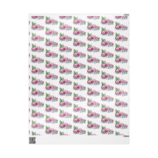 Pink Truck with Snowmen Pattern - Wrapping Paper