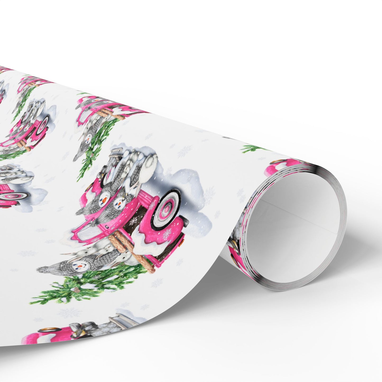 Pink Truck with Snowmen Pattern - Wrapping Paper