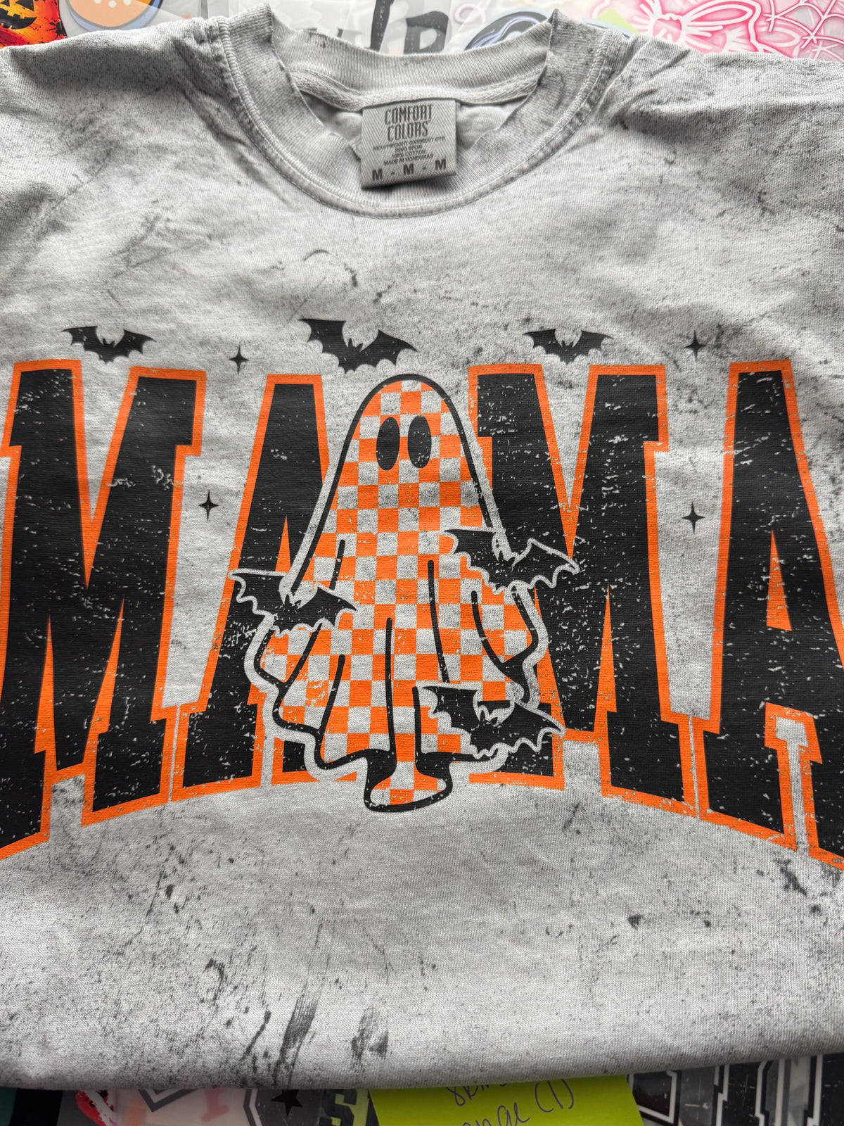 Halloween MAMA Ghost Comfort Colors Tee – Medium | Ready to Ship