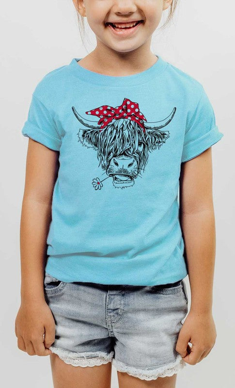 Highland Cow Bandana Kids Graphic T-Shirt