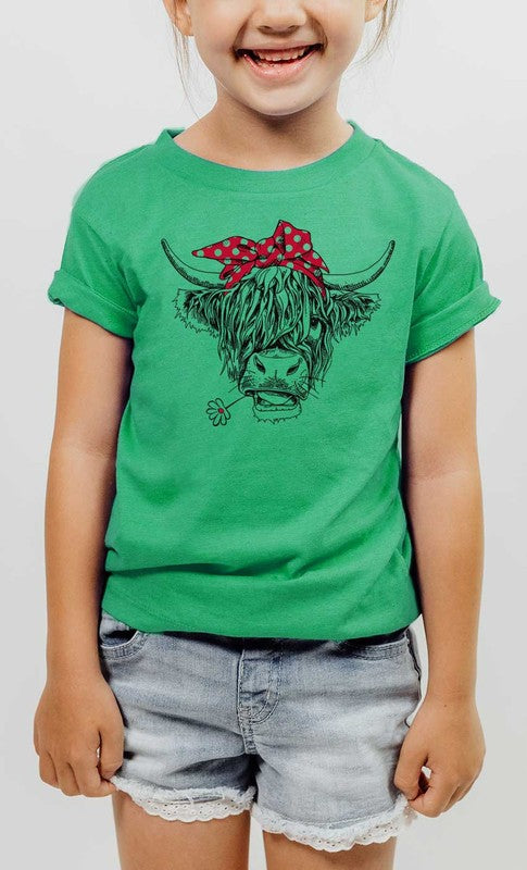 Highland Cow Bandana Kids Graphic T-Shirt