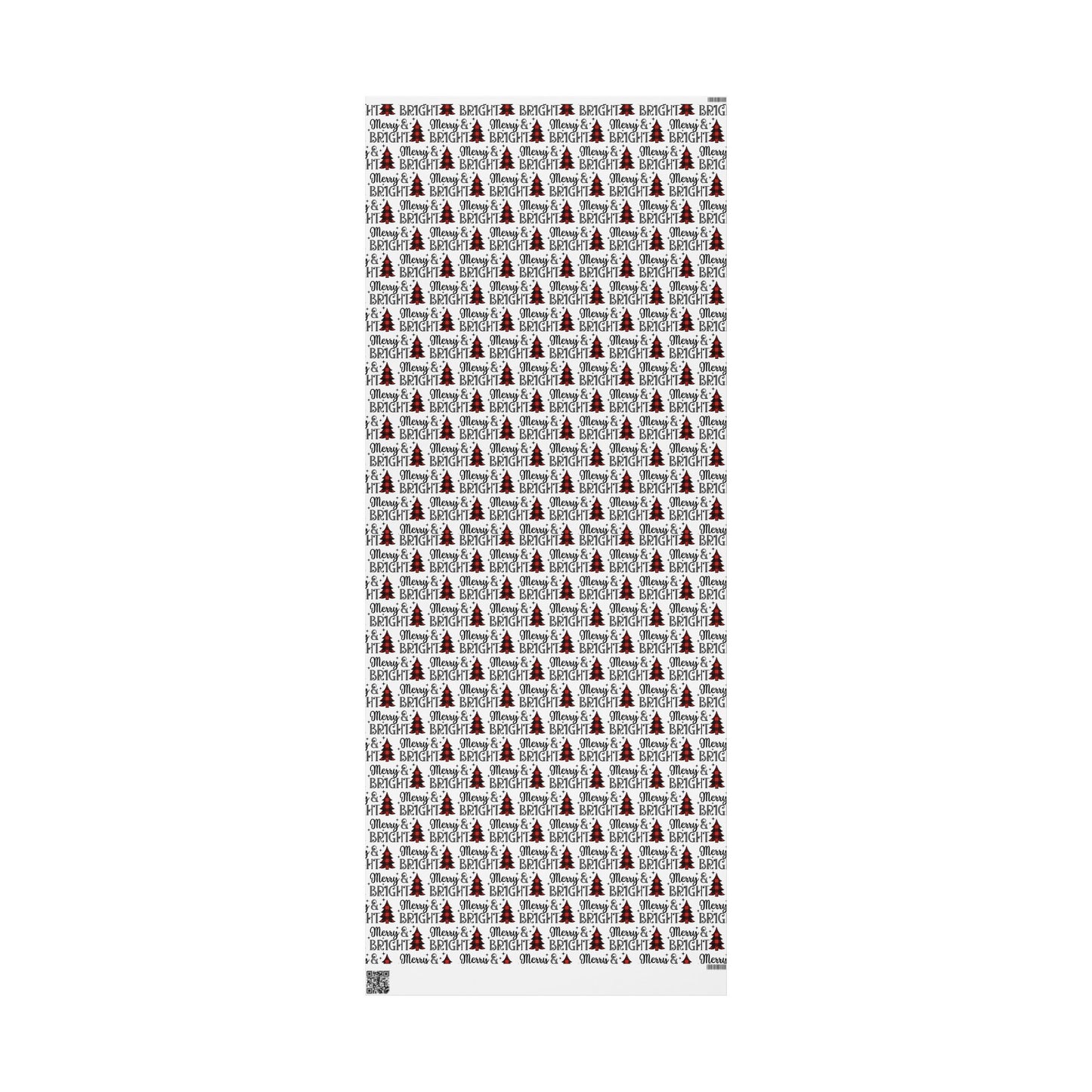 Merry and Bright with Buffalo Plaid Tree Pattern - Wrapping Paper