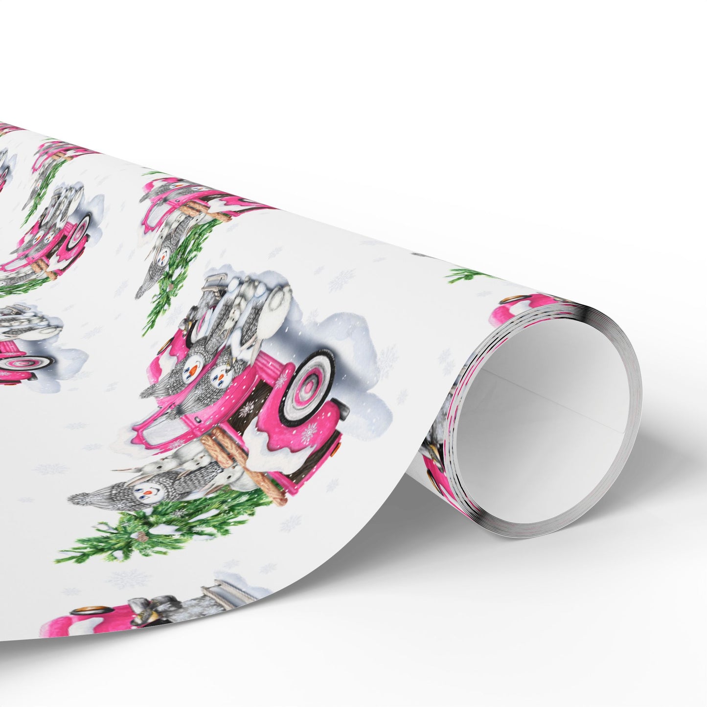 Pink Truck with Snowmen Pattern - Wrapping Paper