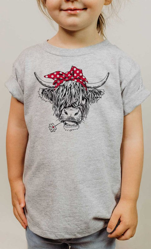 Highland Cow Bandana Kids Graphic T-Shirt