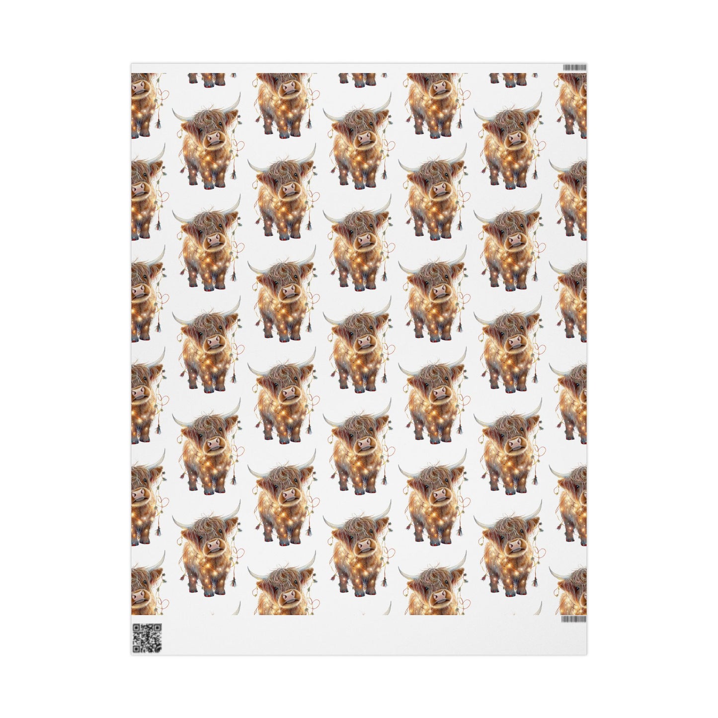 Highland Cow with Lights 2 Pattern - Wrapping Paper