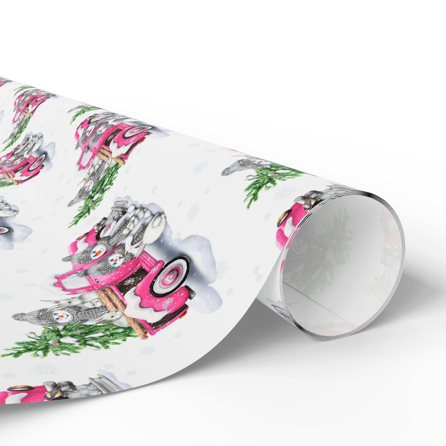 Pink Truck with Snowmen Pattern - Wrapping Paper