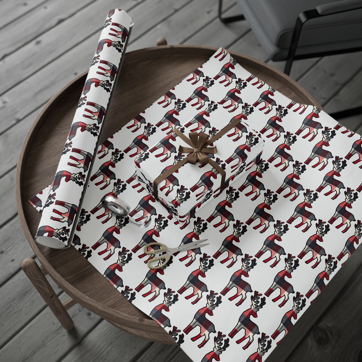 Plaid Deer Pattern - Wrapping Paper