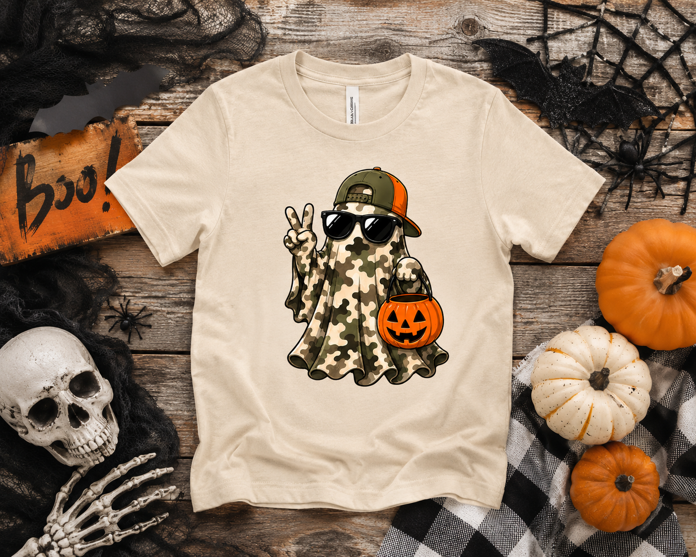 Camo Ghost Halloween Tee - Youth Tee