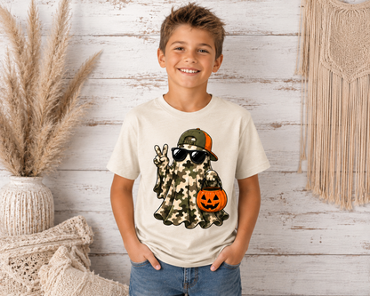 Camo Ghost Halloween Tee - Youth Tee