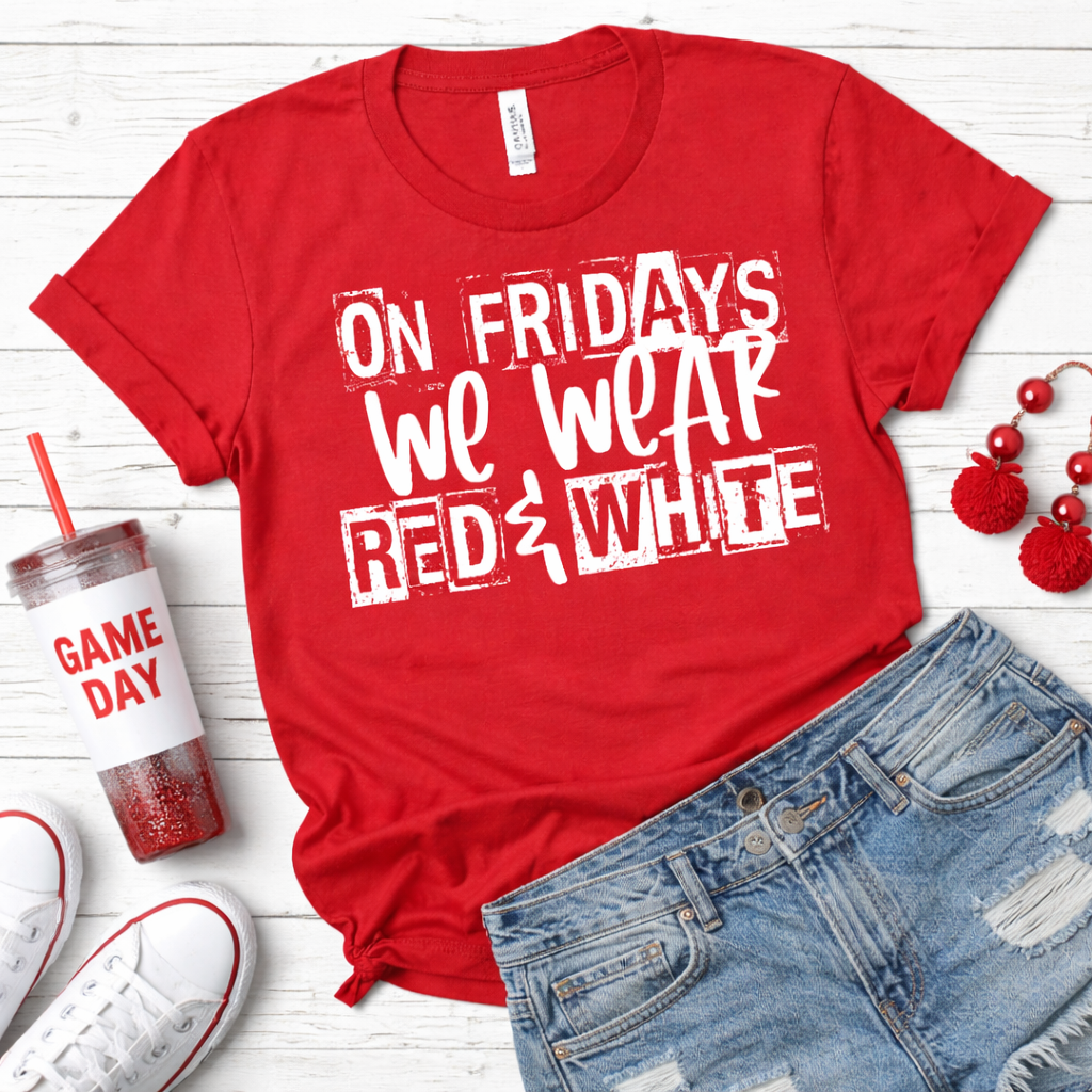 On Fridays We Wear Red Shirt | Game Day Spirit Tee | School Pride T-Shirt
