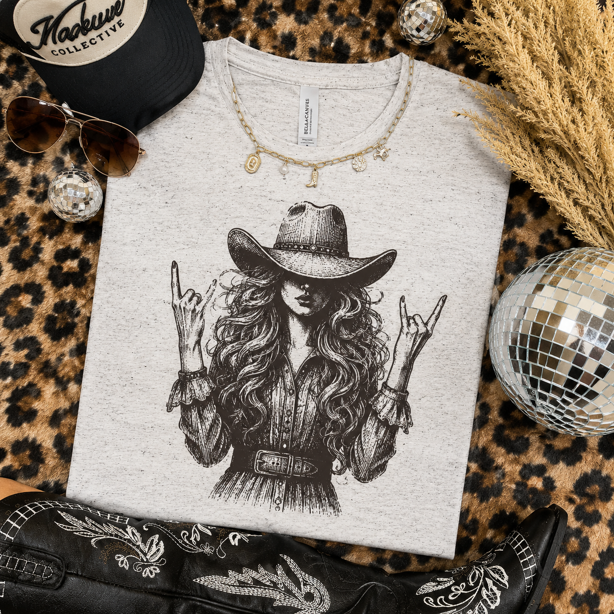 Cowgirl Rock On Graphic T-Shirt | Western Cowgirl Tee | Country Concert Shirt | Boutique Western Graphic Tee | Retro Cowgirl Shirt