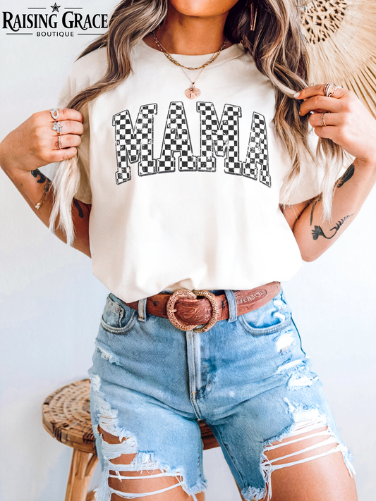 Checkerboard MAMA - Adult T-Shirt - Comfort Colors