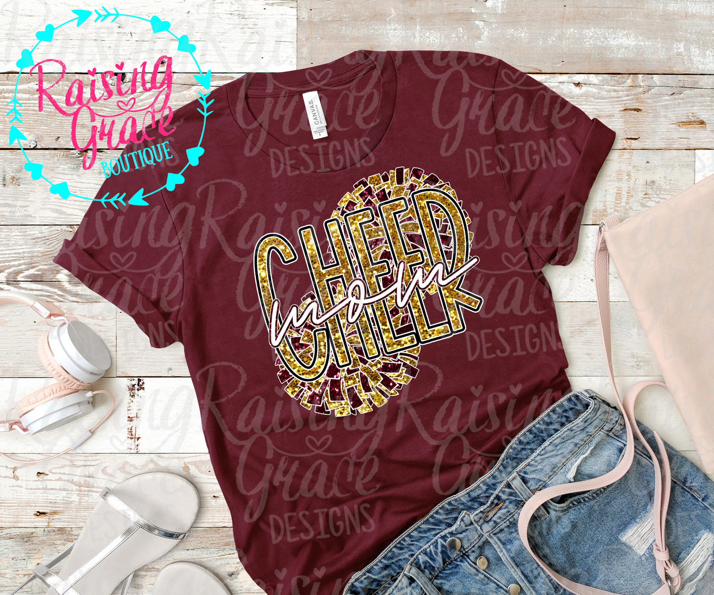 Cheer Mom - Gold and Maroon - Adult