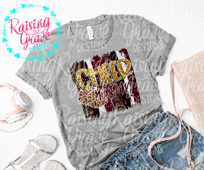 Cheer Mom Graphic T-Shirt | Faux Glitter Cheerleading Tee | Sports Mom Shirt | Boutique Cheer Graphic Tee | Game Day Cheer Shirt
