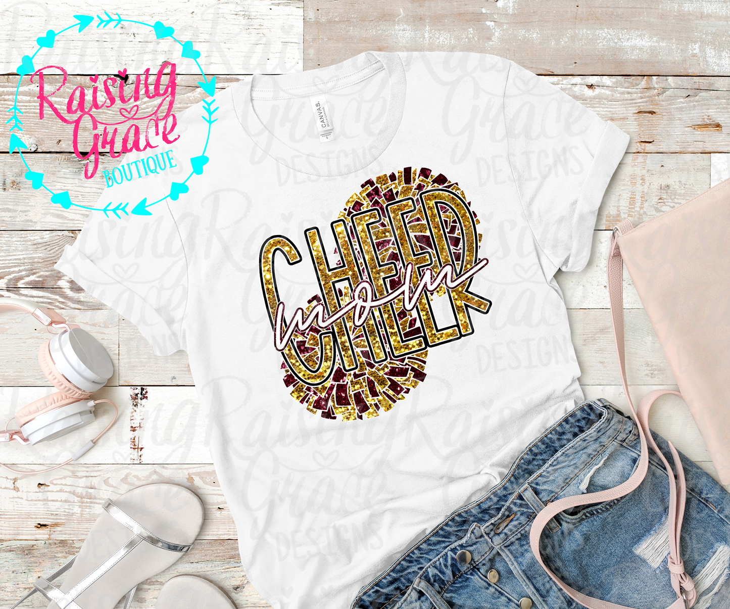 Cheer Mom - Gold and Maroon - Adult