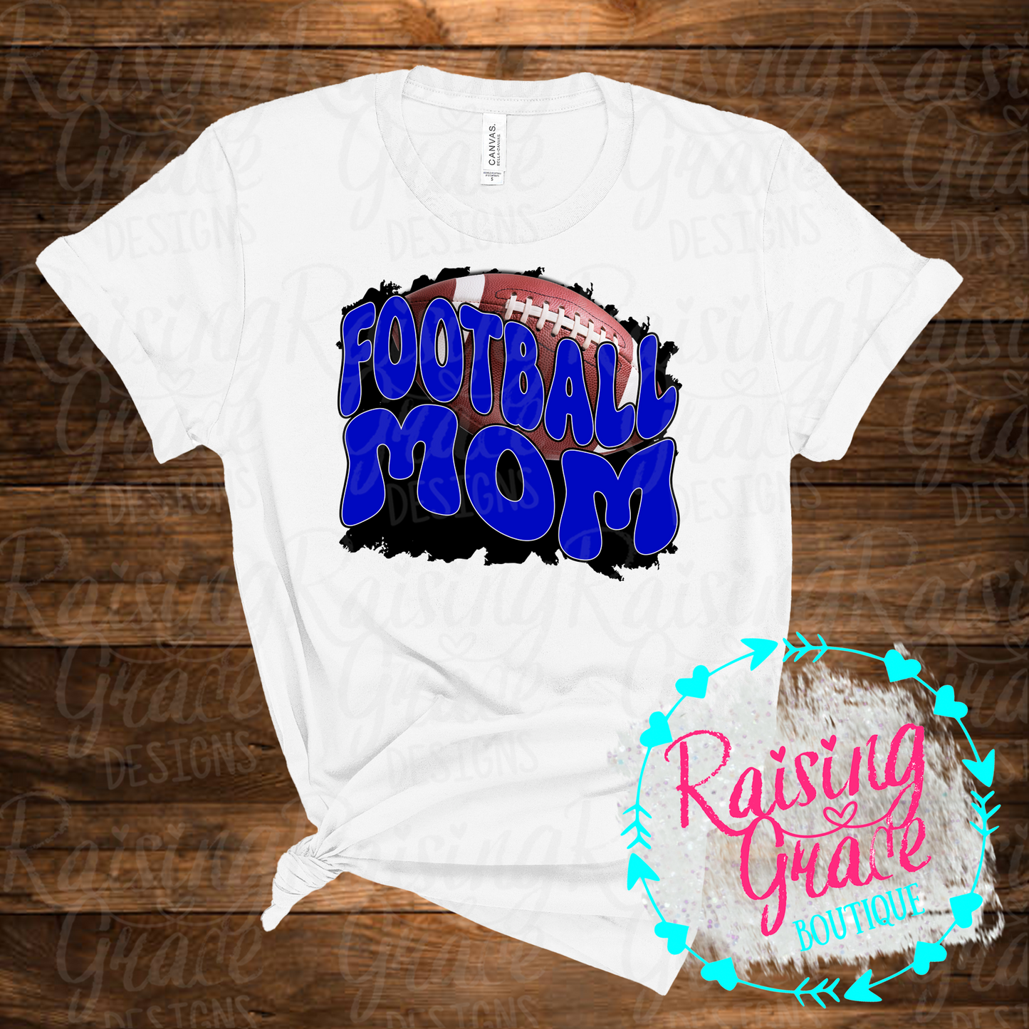 Football Mom - Royal Blue - Adult T-Shirt