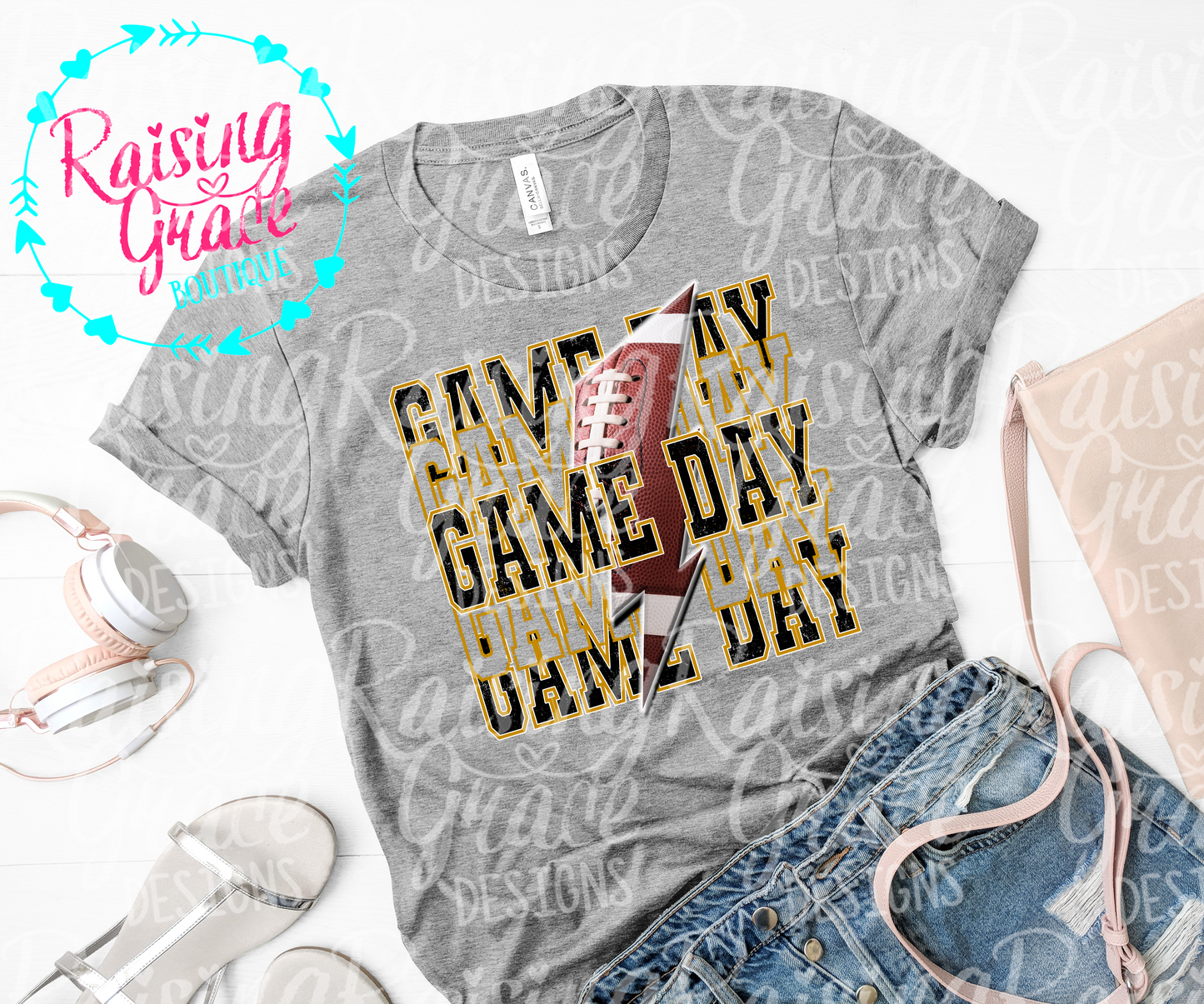 Game Day - Football - Black and Gold - T-Shirt - Adult