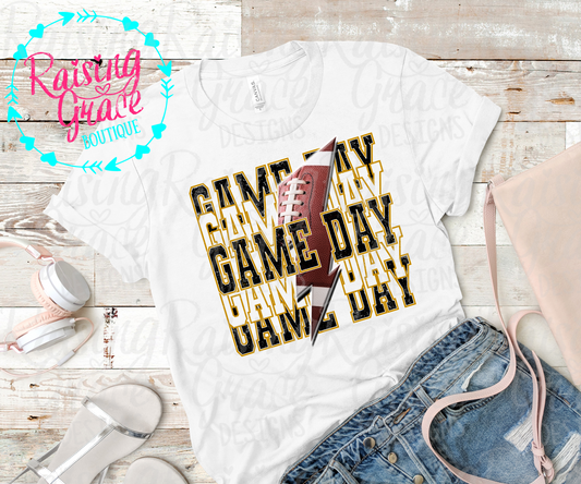 Game Day - Football - Black and Gold - T-Shirt - Adult