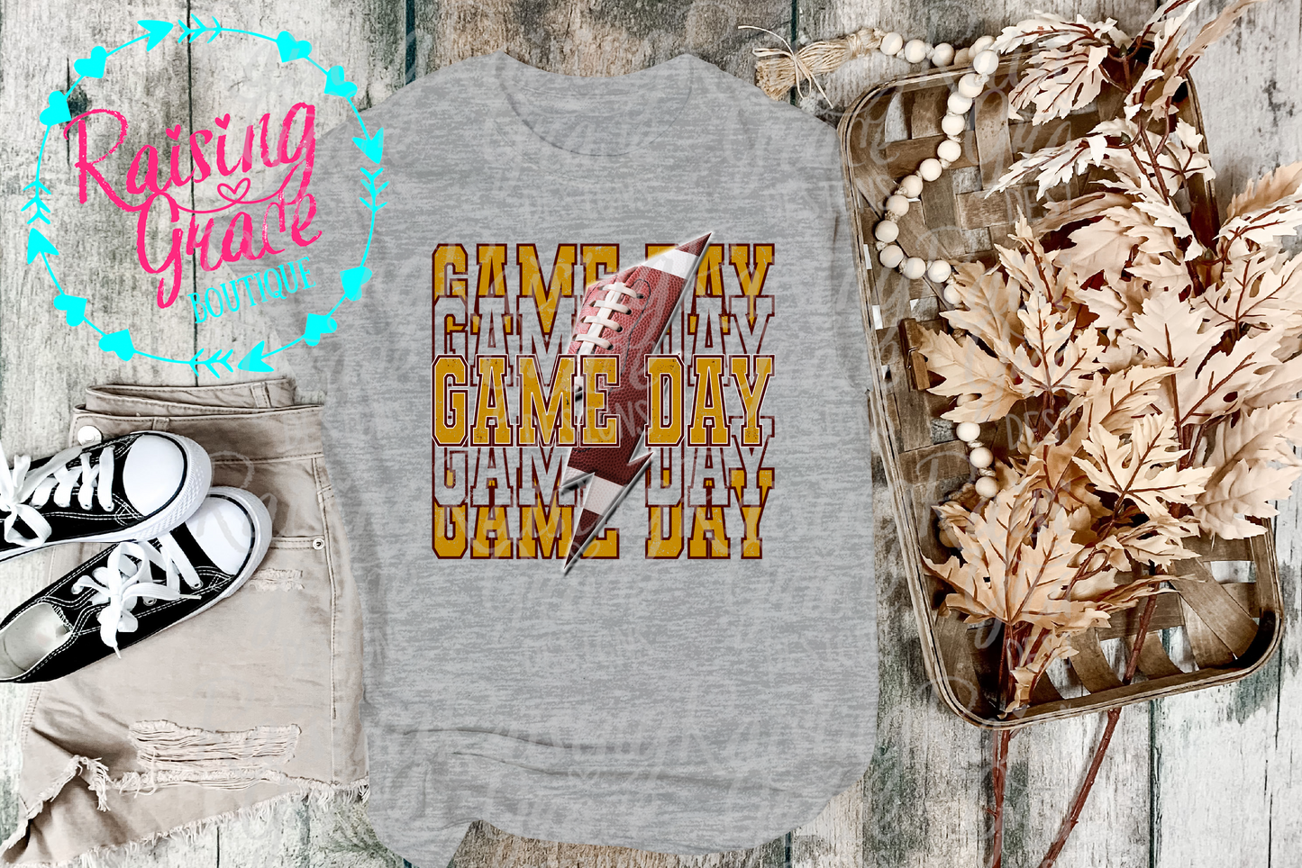 Game Day - Football - Gold and Maroon - T-Shirt - Adult