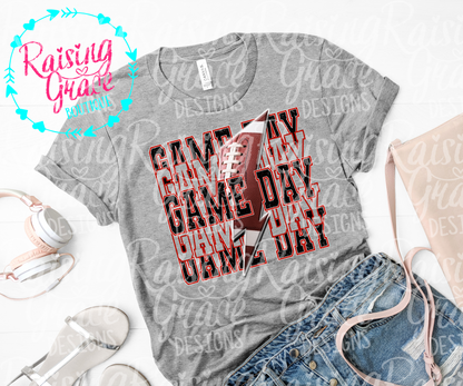 Game Day Football Graphic T-Shirt | Black and Red Football Tee | Sports Mom Shirt | Boutique Game Day Graphic Tee | Football Season Shirt