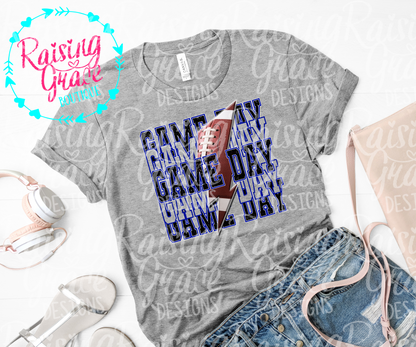 Game Day Football Graphic T-Shirt | Black and Royal Blue Football Tee | Sports Mom Shirt | Boutique Game Day Graphic Tee | Football Season Shirt