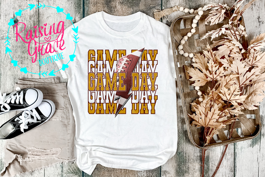 Game Day - Football - Gold and Maroon - T-Shirt - Adult