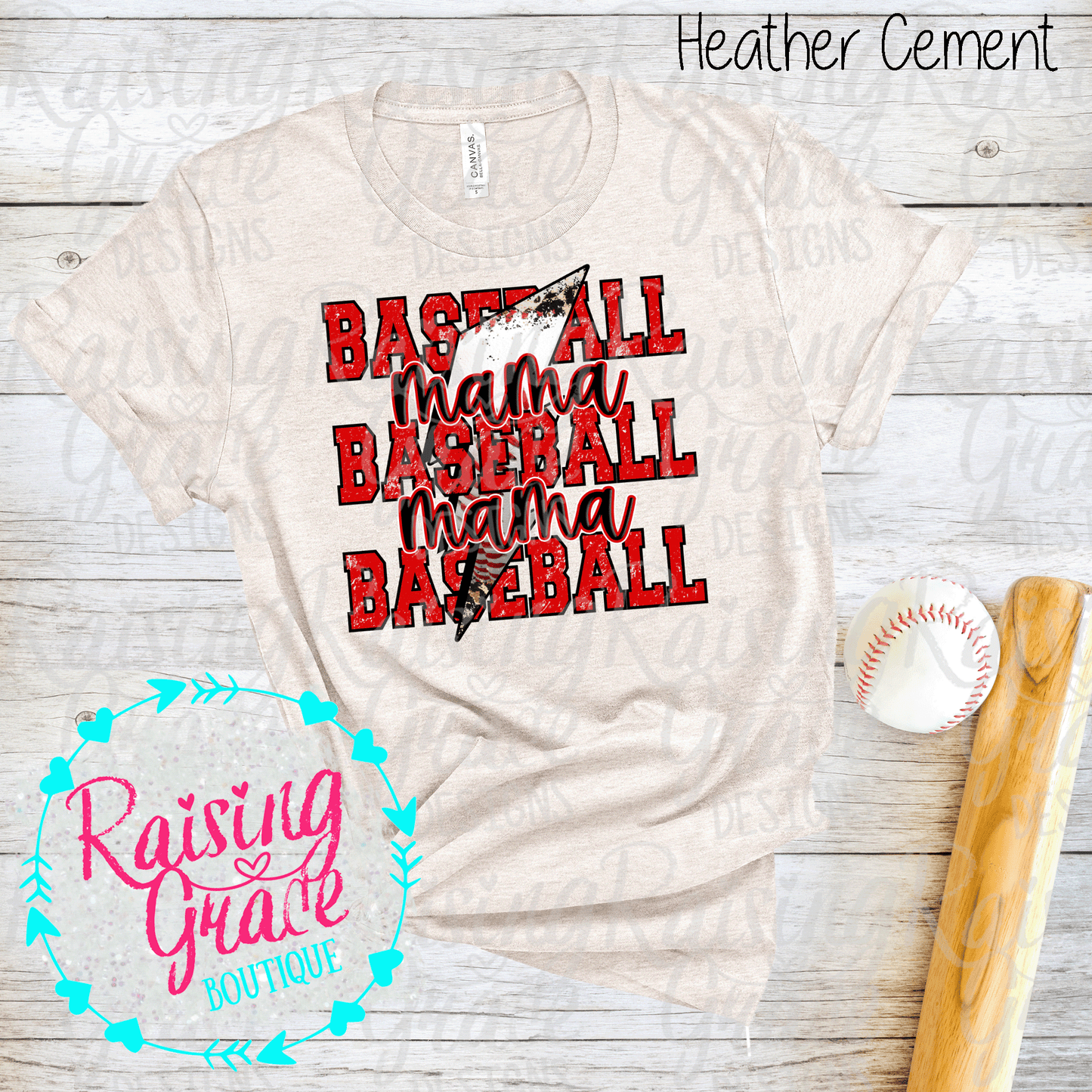 Baseball Mama - T-Shirt - Red and Black Baseball Mama Design