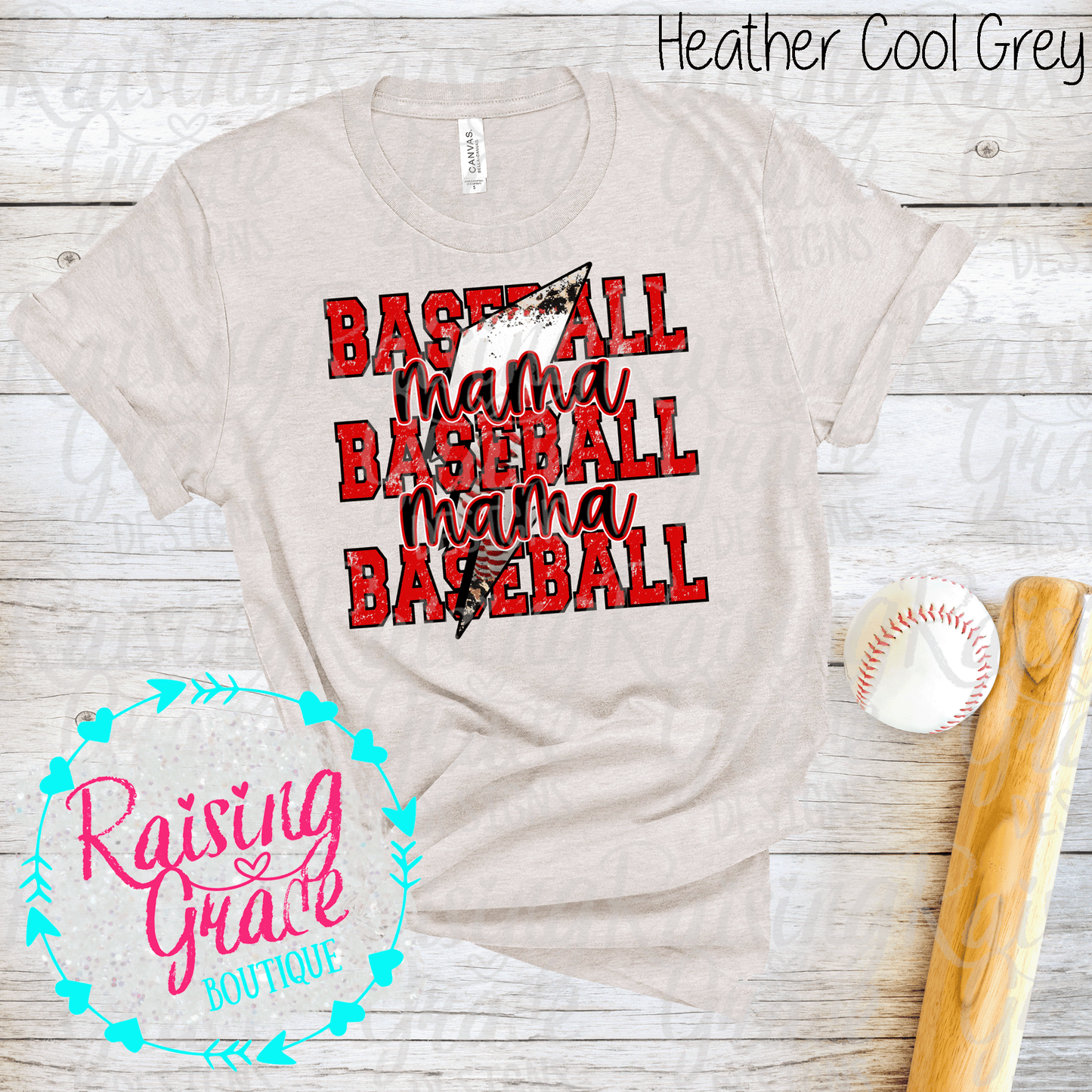 Baseball Mama - T-Shirt - Red and Black Baseball Mama Design