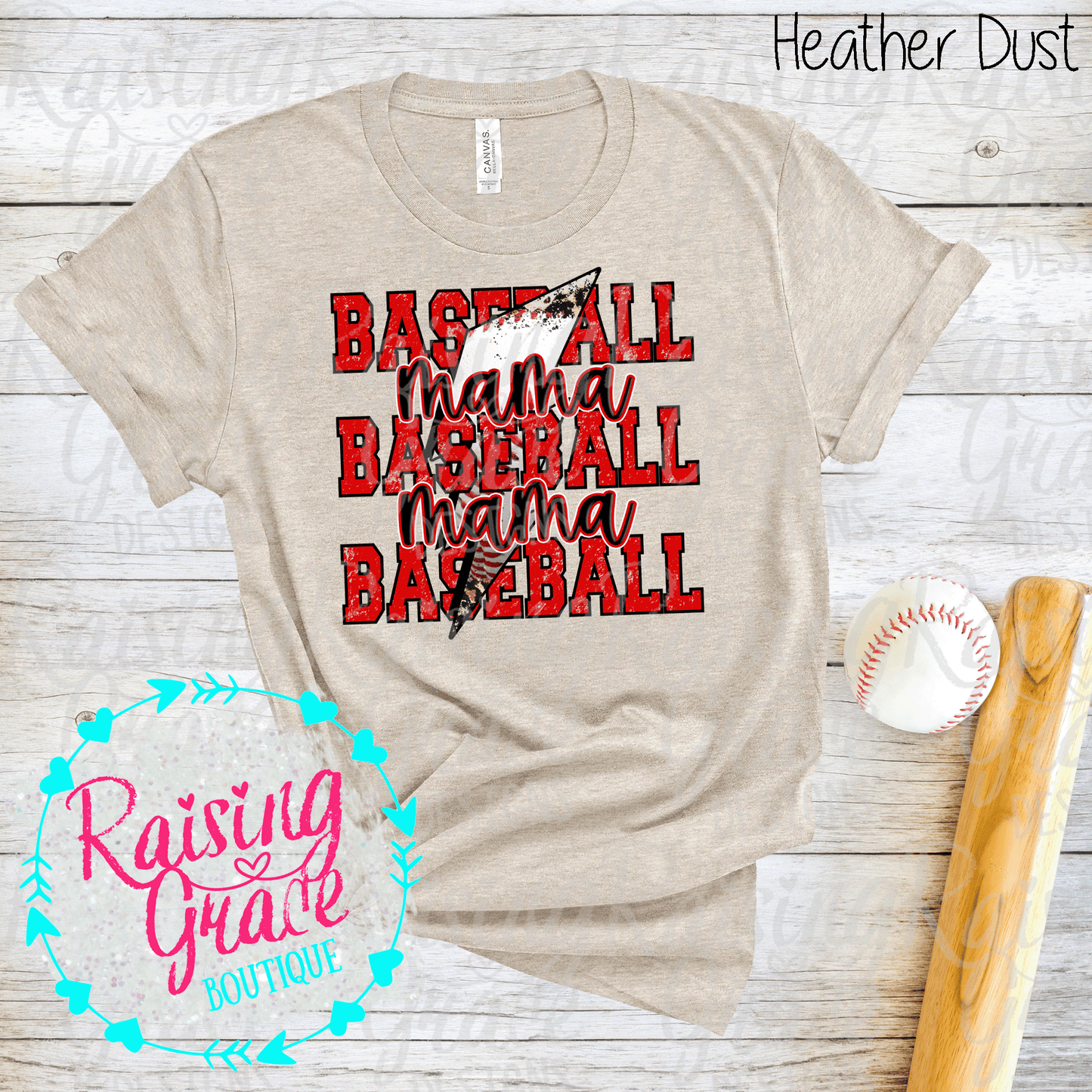 Baseball Mama - T-Shirt - Red and Black Baseball Mama Design