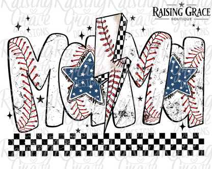 Baseball Mom Graphic T-Shirt | Sports Mom Tee | Checkered Baseball Shirt | Boutique Mama Graphic Tee | Game Day Baseball Tee