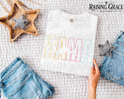 Pastel Mama Graphic T-Shirt | Trendy Mama Tee | Boutique Mom Shirt | Minimalist Mama Graphic Tee | Everyday Mom Shirt