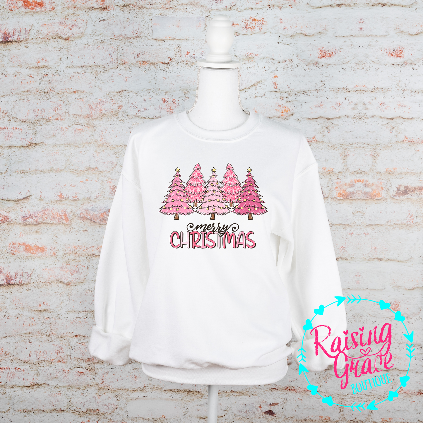 Merry Christmas - Pink Christmas Trees - T-Shirt / Sweatshirt - Adult