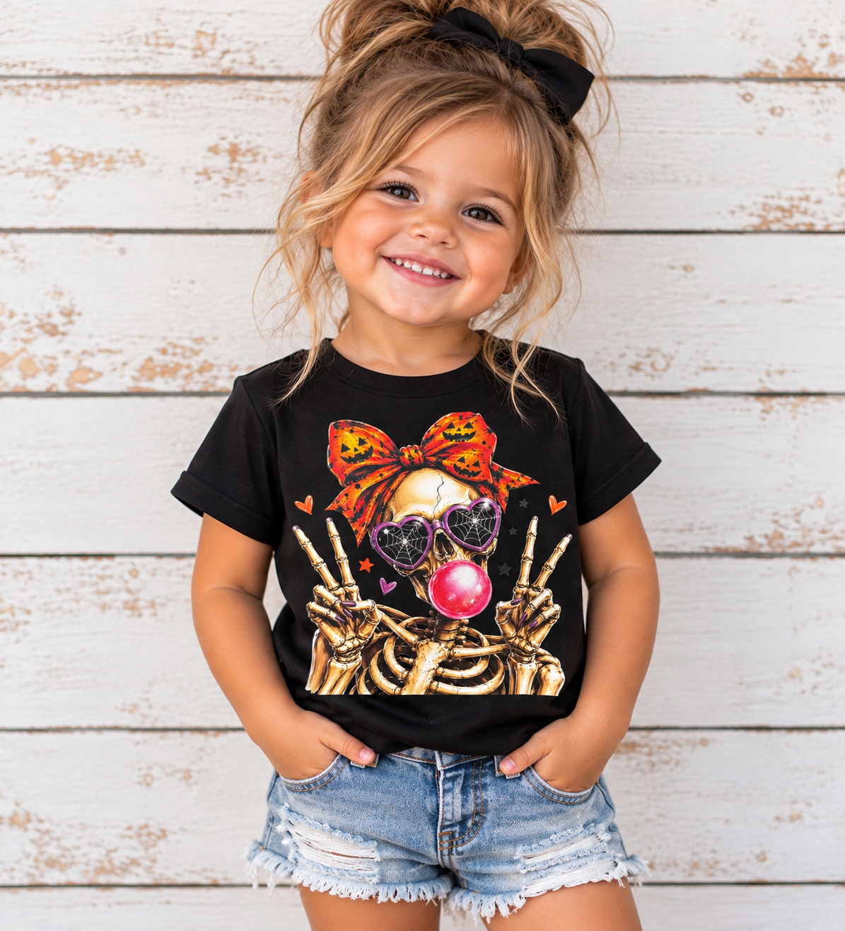 Spooky Girl Skeleton Graphic Tee – Toddler