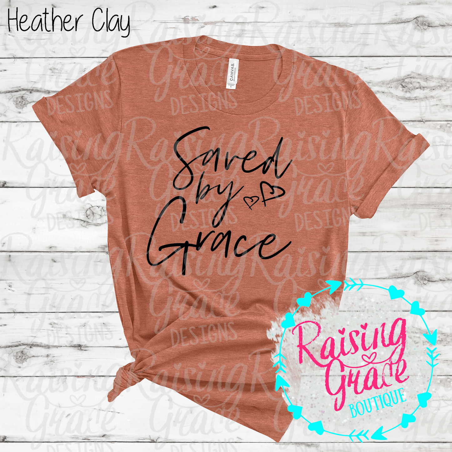 Saved By Grace - T-Shirt - (Orange and Browns)