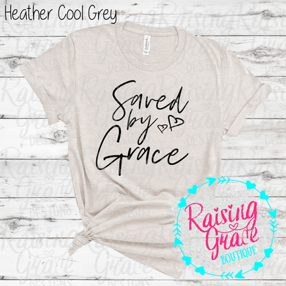 Saved By Grace Graphic T-Shirt | Faith Based Graphic Tee | Christian Inspirational Shirt | Boutique Faith Tee | Scripture Inspired Shirt