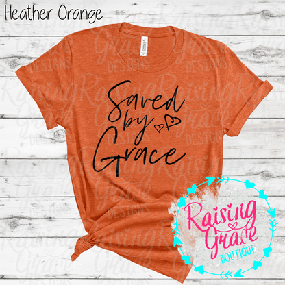 Saved By Grace Graphic T-Shirt | Faith Based Graphic Tee | Christian Inspirational Shirt | Boutique Faith Tee | Scripture Inspired Shirt