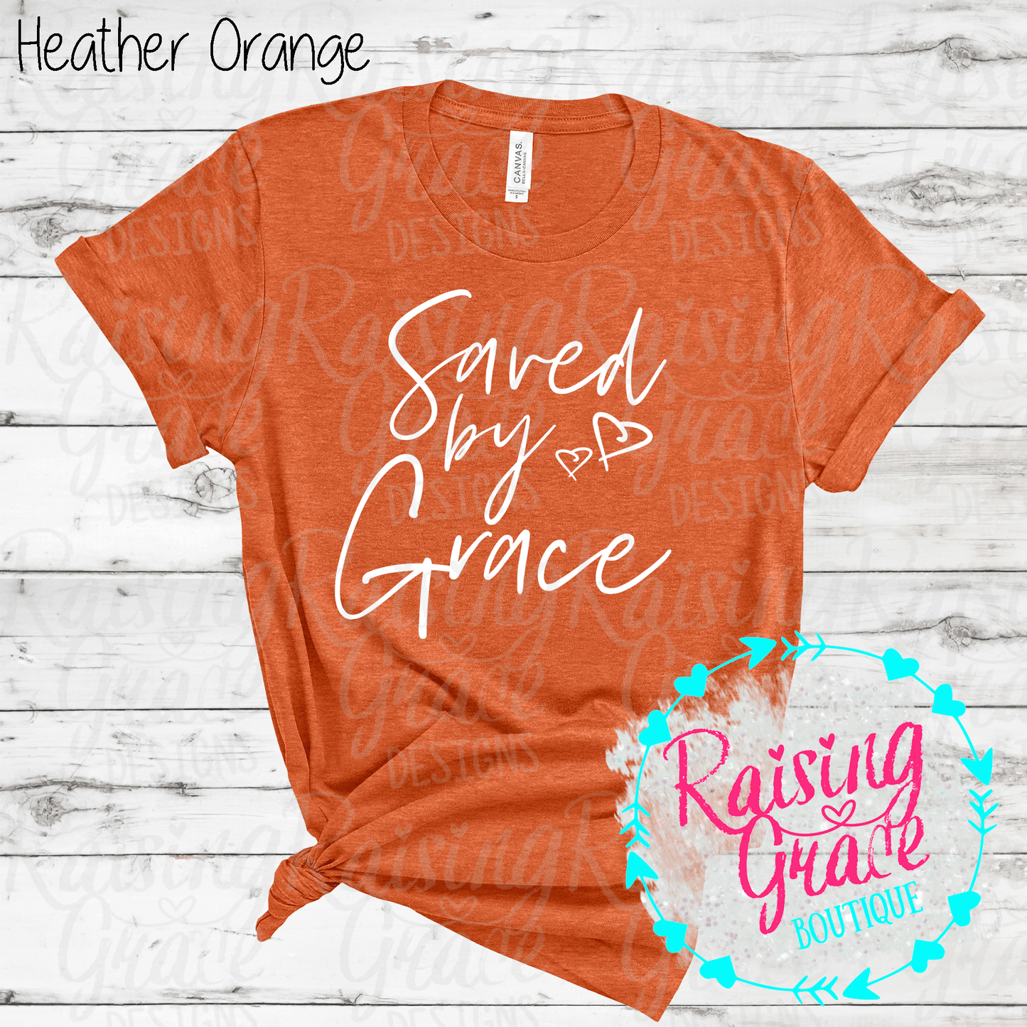 Saved By Grace - T-Shirt - (Orange and Browns)