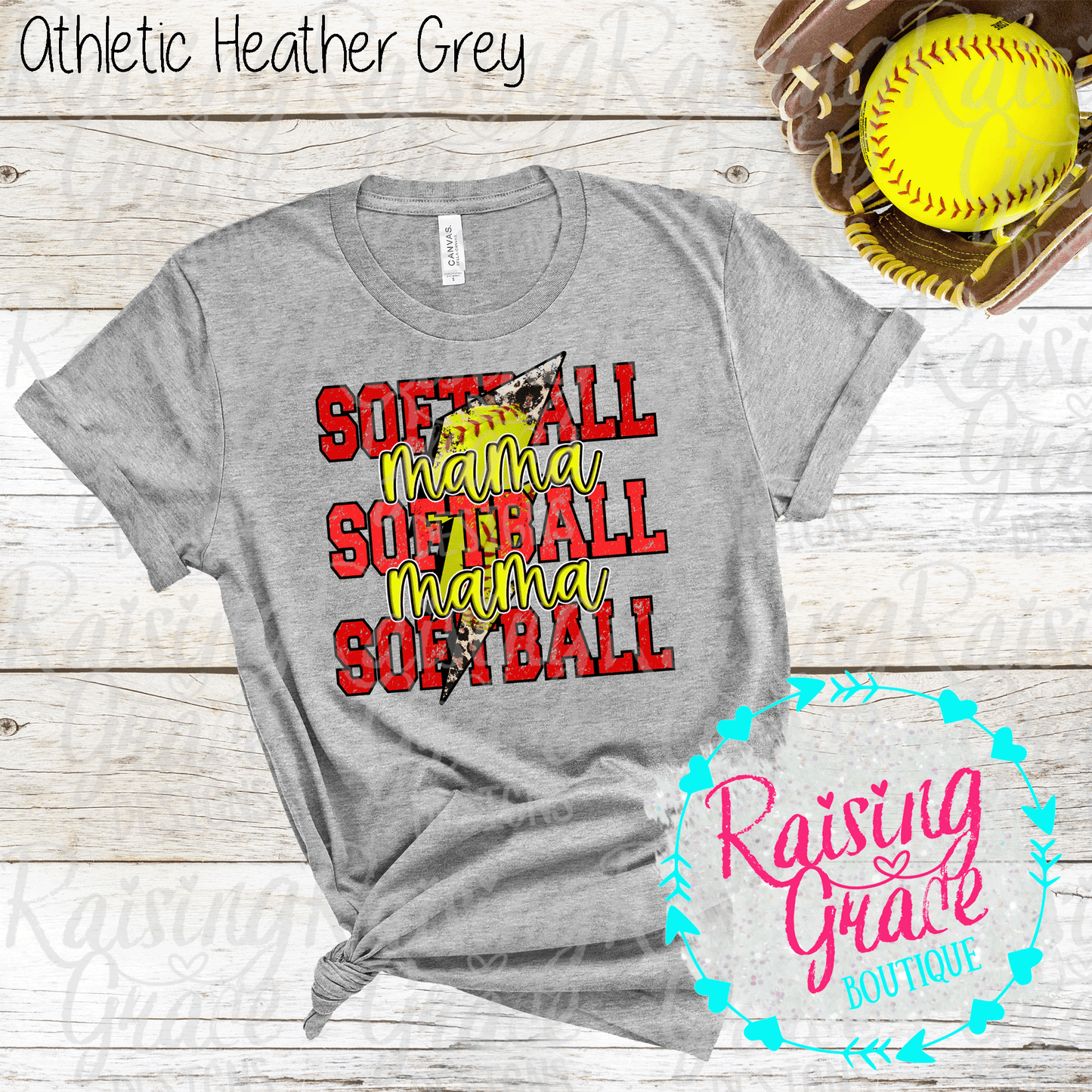 Softball Mama - T-Shirt - Red, Black and Yellow - Softball Mama Design