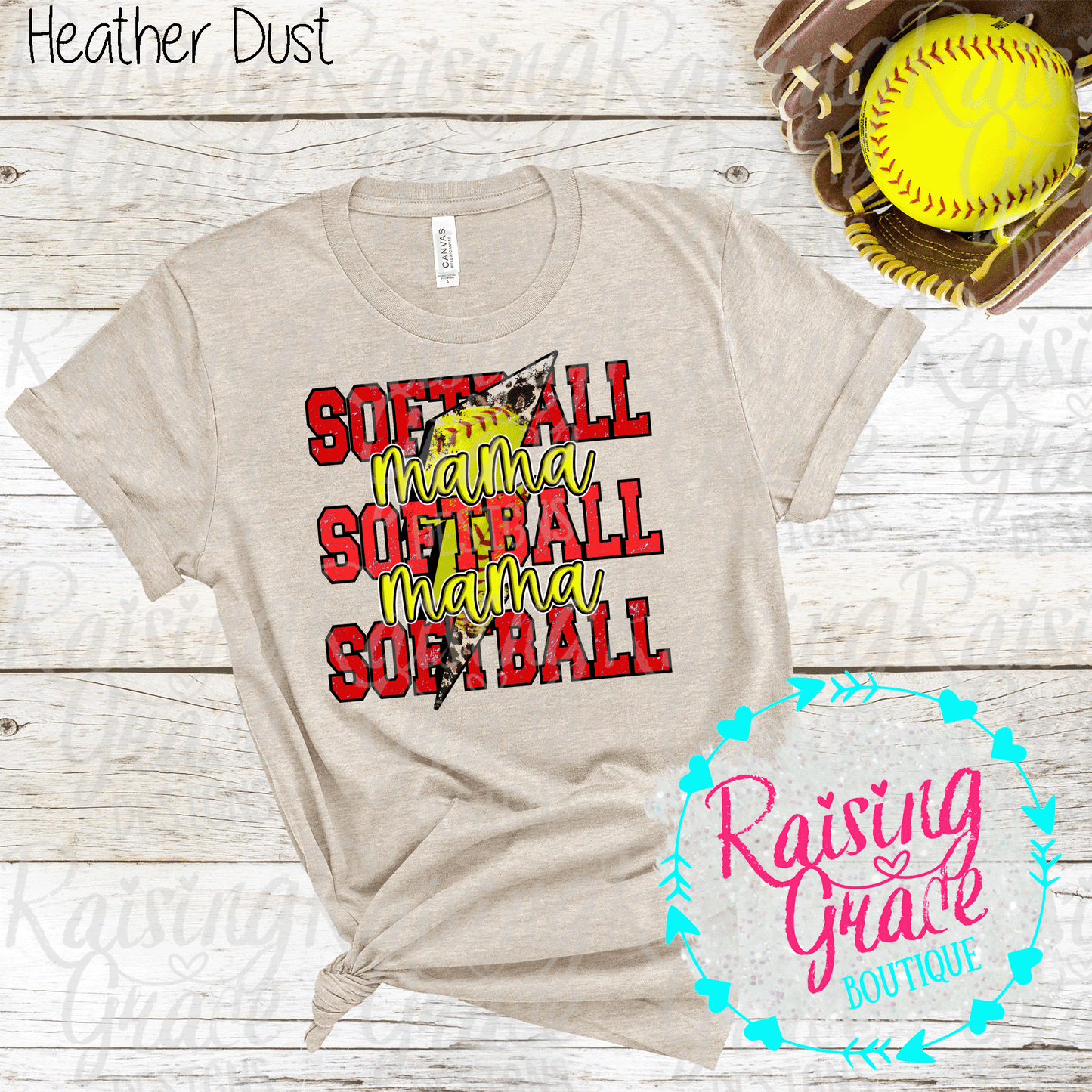 Softball Mama - T-Shirt - Red, Black and Yellow - Softball Mama Design