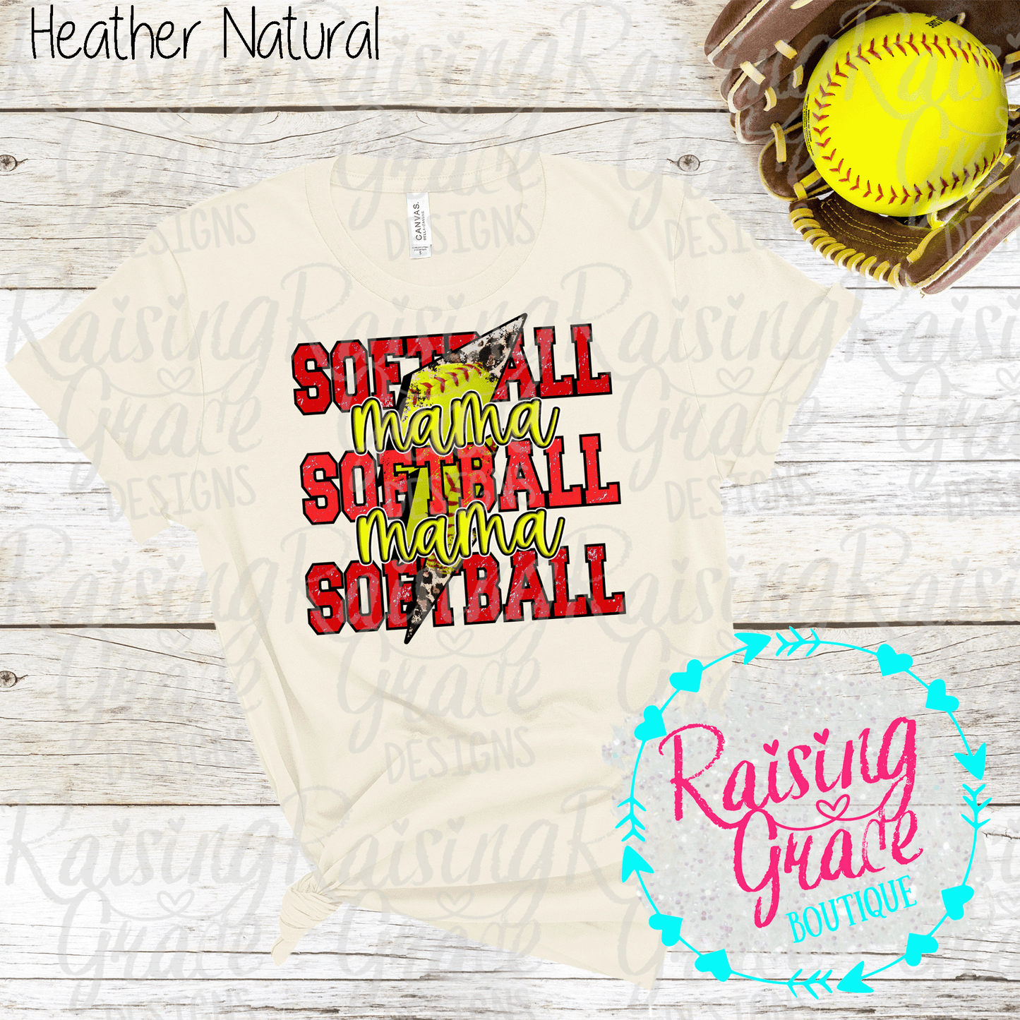 Softball Mama - T-Shirt - Red, Black and Yellow - Softball Mama Design