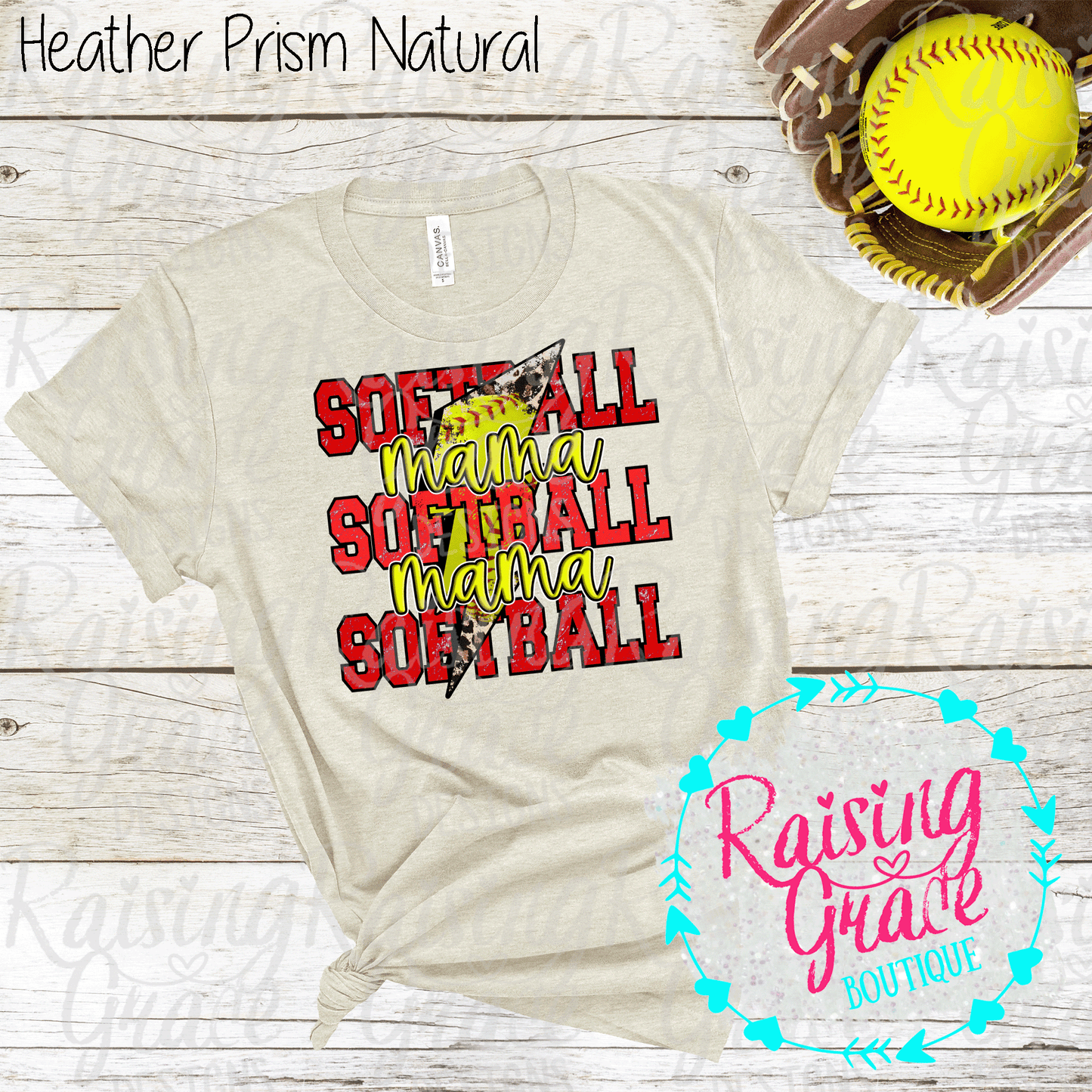 Softball Mama - T-Shirt - Red, Black and Yellow - Softball Mama Design