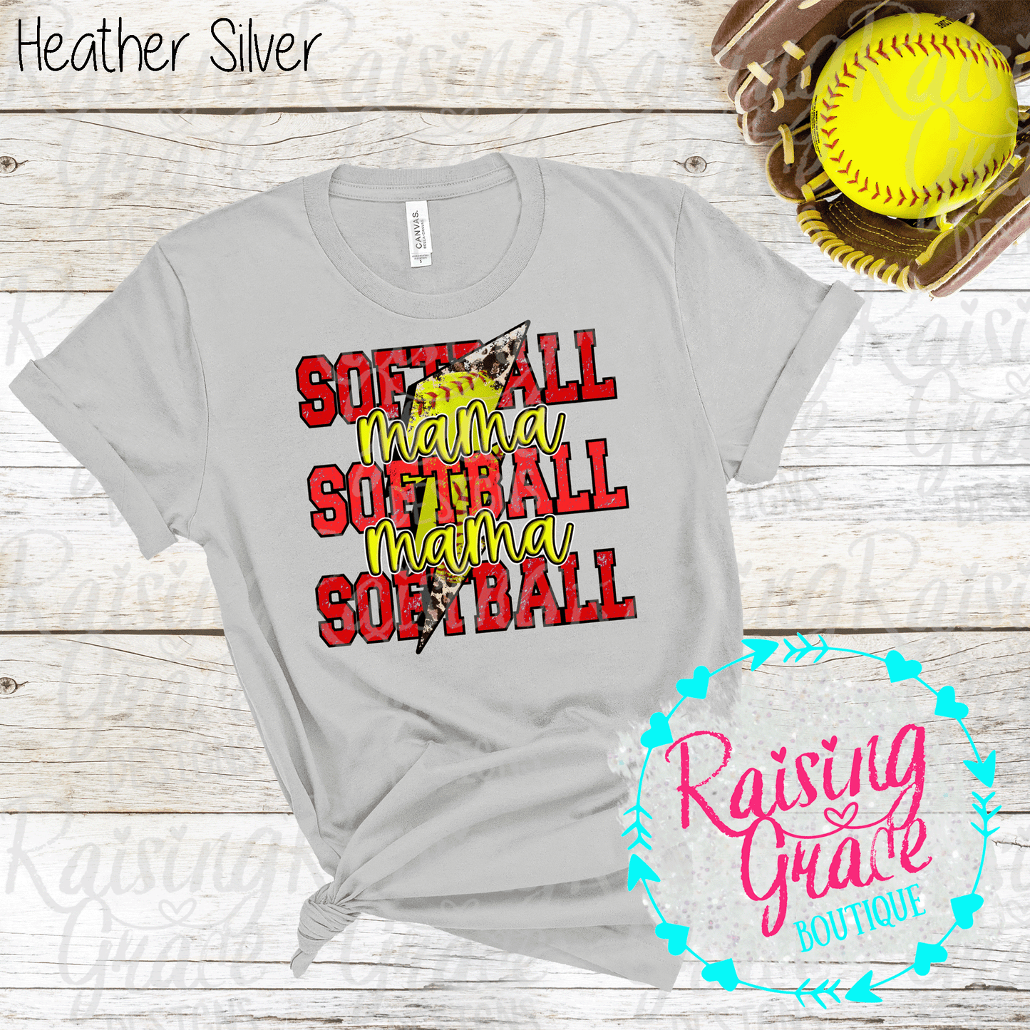 Softball Mama - T-Shirt - Red, Black and Yellow - Softball Mama Design