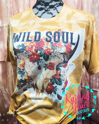 Wild Soul Floral Skull Graphic T-Shirt | Western Boho Tee | Cowgirl Graphic Shirt | Boutique Western Tee | Country Concert Shirt