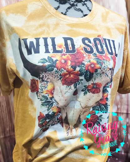 Wild Soul Floral Skull Graphic T-Shirt | Western Boho Tee | Cowgirl Graphic Shirt | Boutique Western Tee | Country Concert Shirt