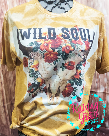 Wild Soul Floral Skull Graphic T-Shirt | Western Boho Tee | Cowgirl Graphic Shirt | Boutique Western Tee | Country Concert Shirt