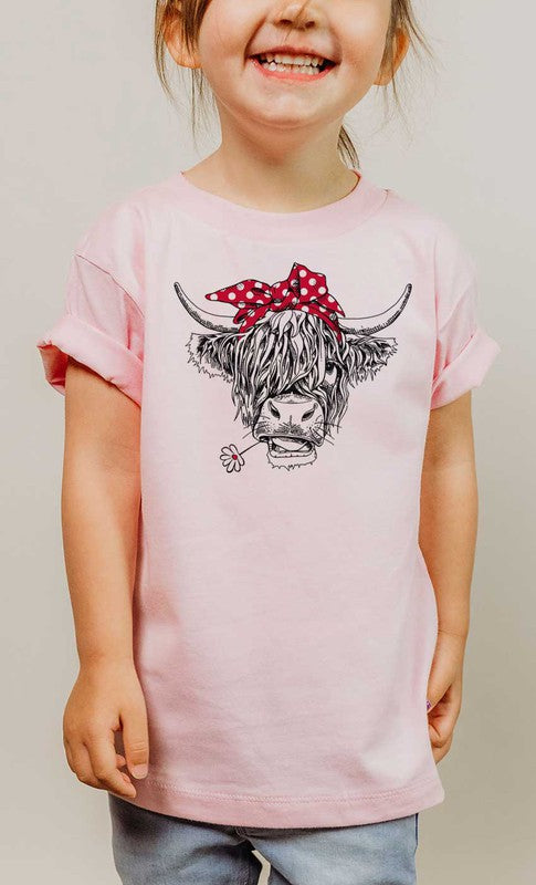 Highland Cow Bandana Kids Graphic T-Shirt