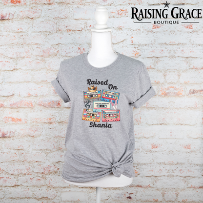 Raised On Shania Graphic T-Shirt | Country Music Tee | Western Graphic Tee | Boutique Cowgirl Shirt | Retro Country Music Tee
