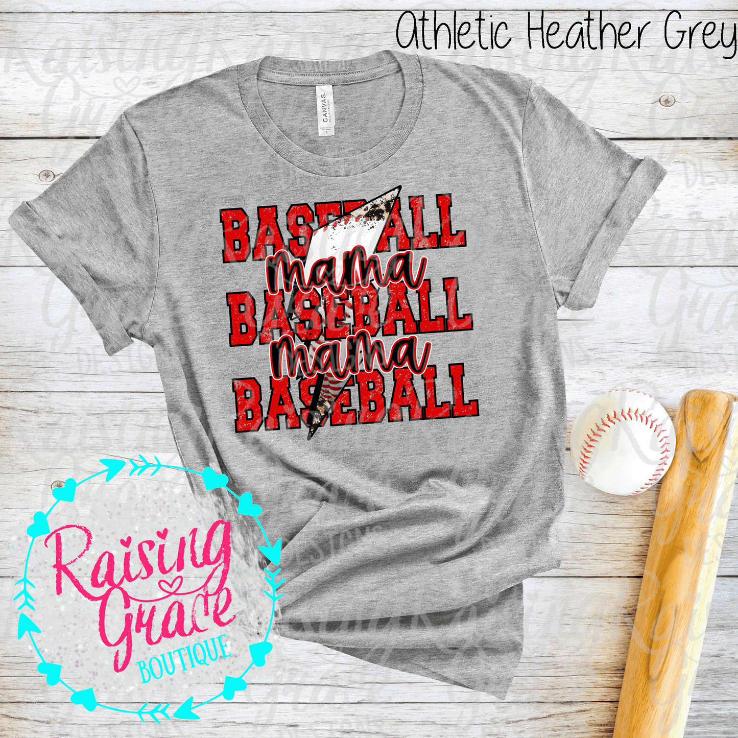 Baseball Mama - T-Shirt - Red and Black Baseball Mama Design